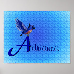 Bluebird Monogram Initial A Personalized Poster