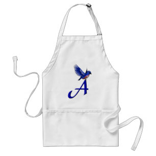 Bluebird Monogram Initial A Standard Apron