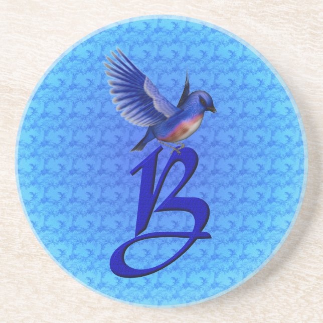 Bluebird Monogram Initial B Elegant Coaster (Front)