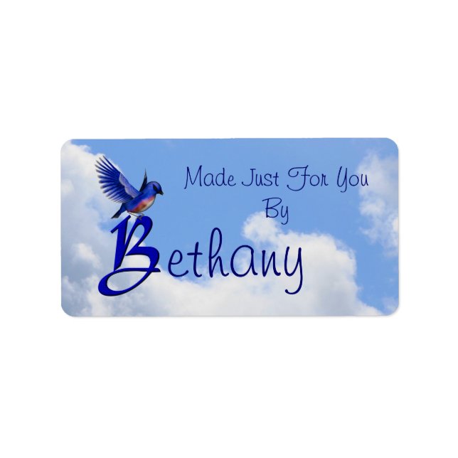 Bluebird Monogram Initial B Handmade Personalized Label (Front)