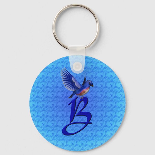 Bluebird Monogram Initial B Keychain (Front)