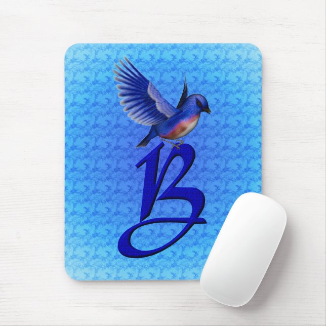 Bluebird Monogram Initial B Mouse Pad (With Mouse)
