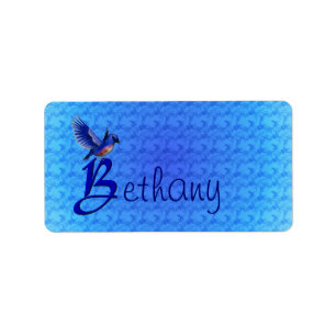 Bluebird Monogram Initial B Personalized Label