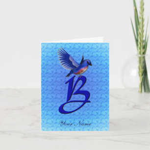 Bluebird Monogram Initial B Personalized Note Card