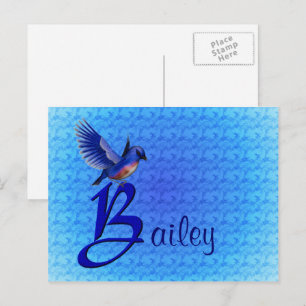 Bluebird Monogram Initial B Personalized Postcard