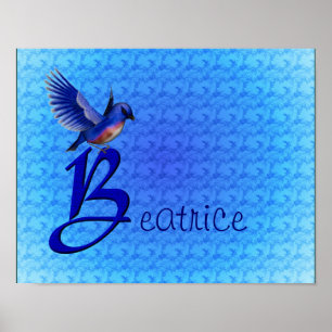 Bluebird Monogram Initial B Personalized Poster