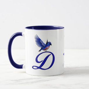 Bluebird Monogram Initial D Elegant Personalized Mug