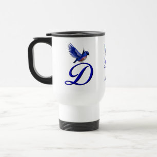 Bluebird Monogram Initial D Elegant Personalized Travel Mug
