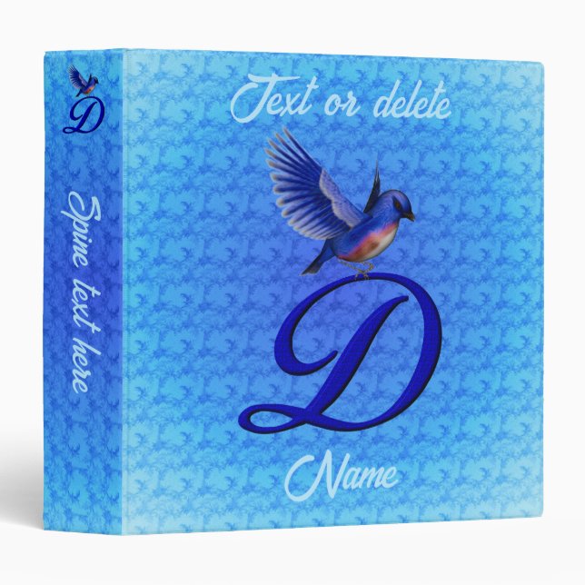 Bluebird Monogram Initial D Personalized Binder (Front/Spine)