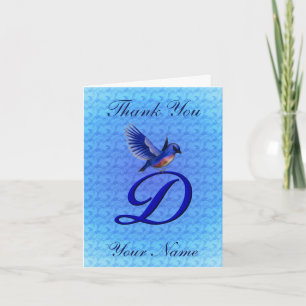 Bluebird Monogram Initial D Personalized Thank You Card