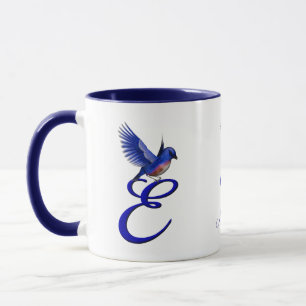 Bluebird Monogram Initial E Elegant Personalized Mug