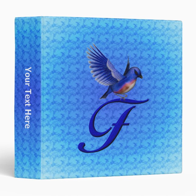 Bluebird Monogram Initial F Personalized Binder (Front/Spine)