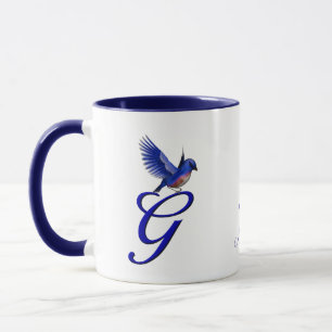 Bluebird Monogram Initial G Elegant Personalized Mug