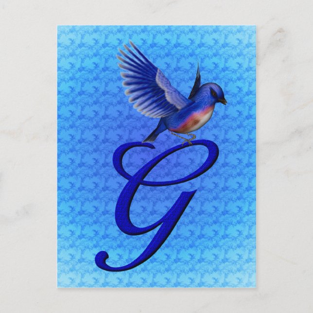 Bluebird Monogram Initial G Elegant Postcard (Front)