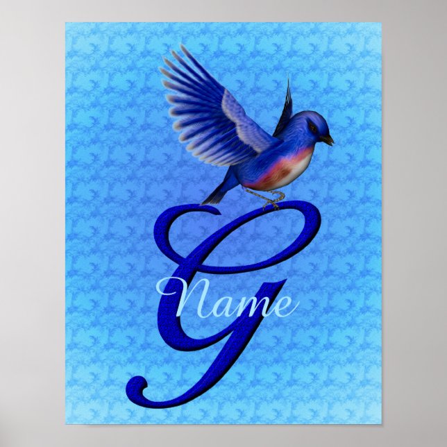 Bluebird Monogram Initial G Personalized Poster (Front)
