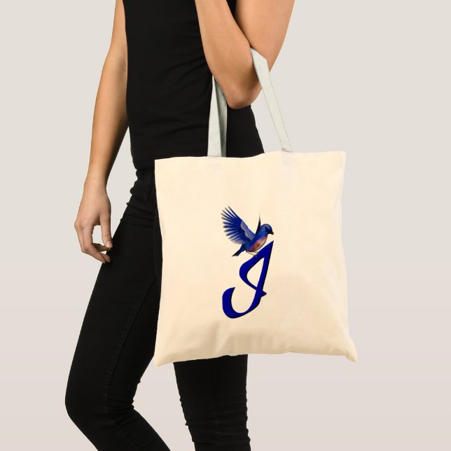 Bluebird Monogram Initial I Elegant Tote Bag (Front (Product))