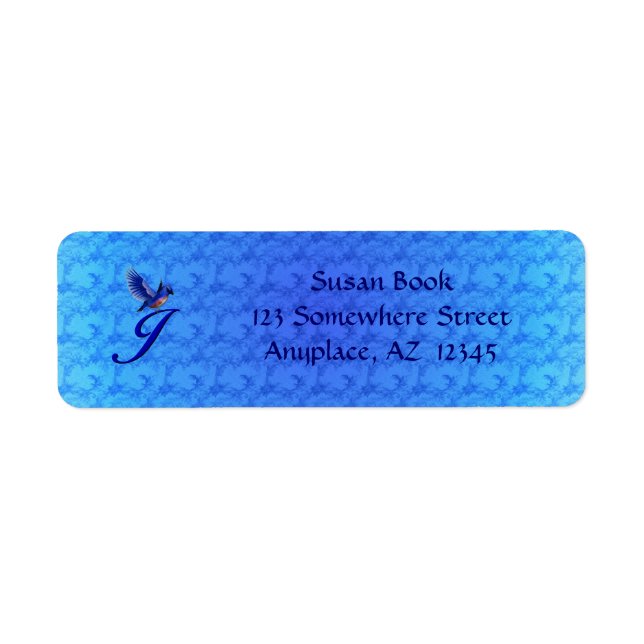 Bluebird Monogram Initial J Elegant Address (Front)