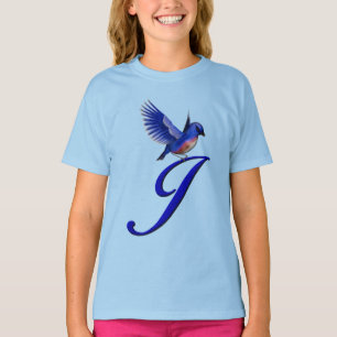 Bluebird Monogram Initial J Elegant T-Shirt