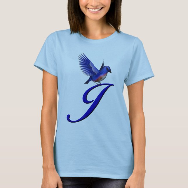 Bluebird Monogram Initial J Elegant T-Shirt (Front)
