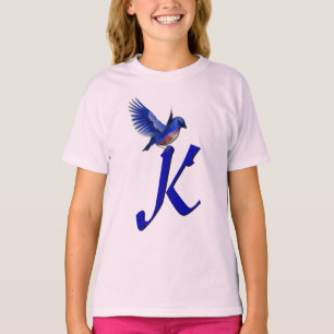 Bluebird Monogram Initial K Elegant T-Shirt