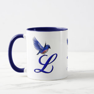 Bluebird Monogram Initial L Elegant Personalized Mug