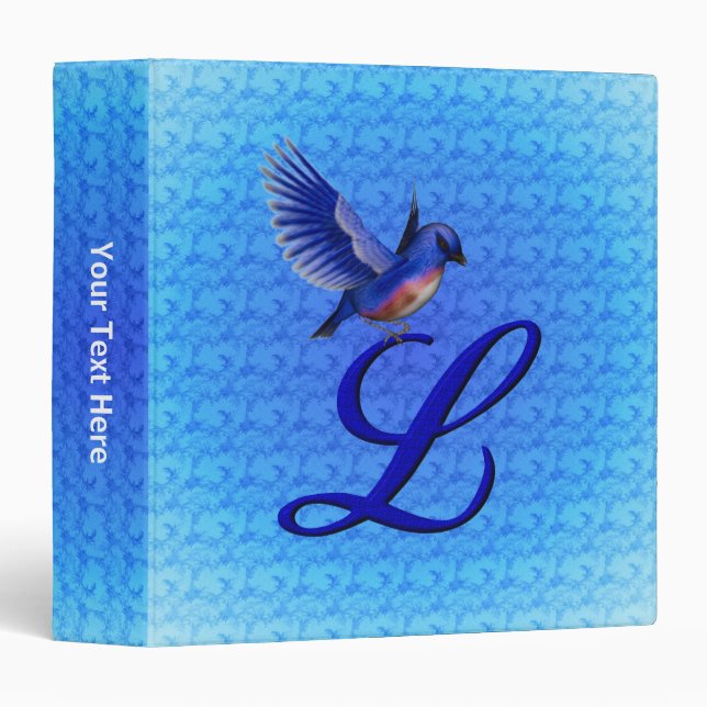 Bluebird Monogram Initial L Personalized Binder (Front/Spine)