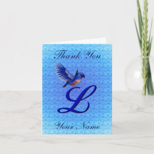 Bluebird Monogram Initial L Personalized Thank You Card