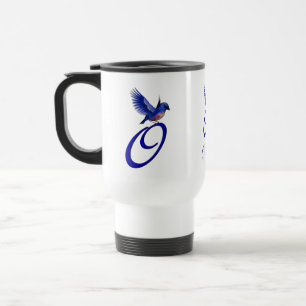 Bluebird Monogram Initial O Elegant Personalized Travel Mug