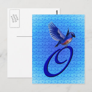 Bluebird Monogram Initial O Elegant Postcard