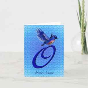 Bluebird Monogram Initial O Personalized Note Card