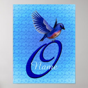 Bluebird Monogram Initial O Personalized Poster