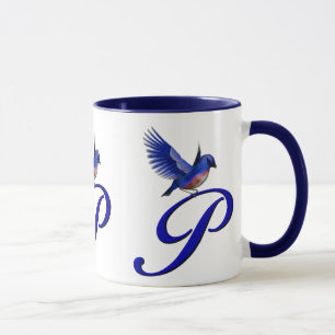 Bluebird Monogram Initial P Elegant Mug