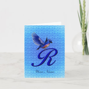 Bluebird Monogram Initial R Personalized Note Card