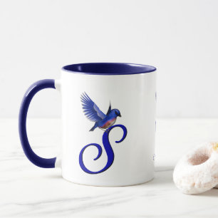 Bluebird Monogram Initial S Elegant Personalized Mug