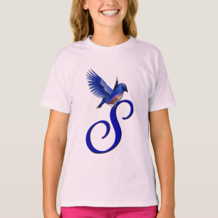 Bluebird Monogram Initial S Elegant T-Shirt