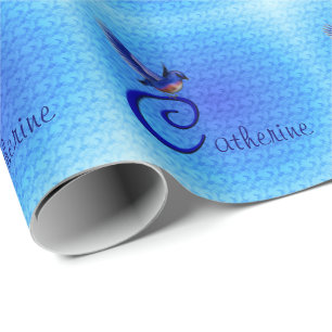 Bluebird Monogram Your Name Initial C  Wrapping Paper