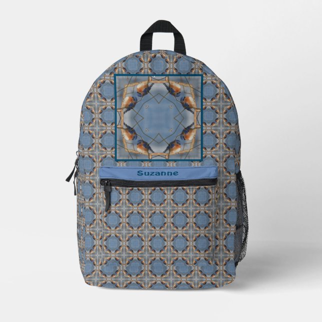 Bluebird Nature Abstract Personalized   Printed Backpack (Front)