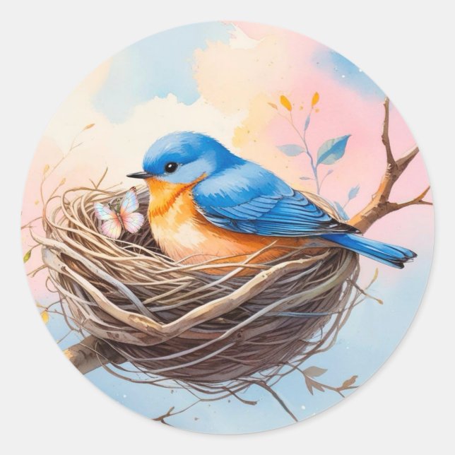 Bluebird Nest Envelope Seal |Soft Pastel Stickers (Devant)