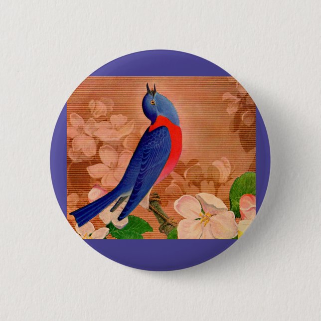 bluebird of happiness 2 inch round button (Front)