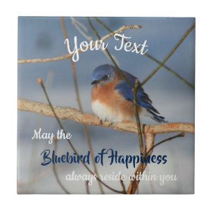 Bluebird Of Happiness Inspirational Personalized Tile