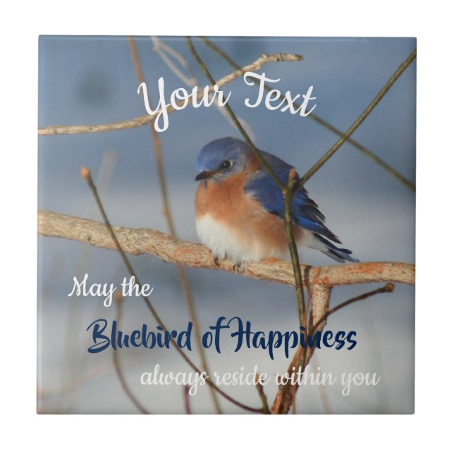 Bluebird Of Happiness Inspirational Personalized Tile (Front)