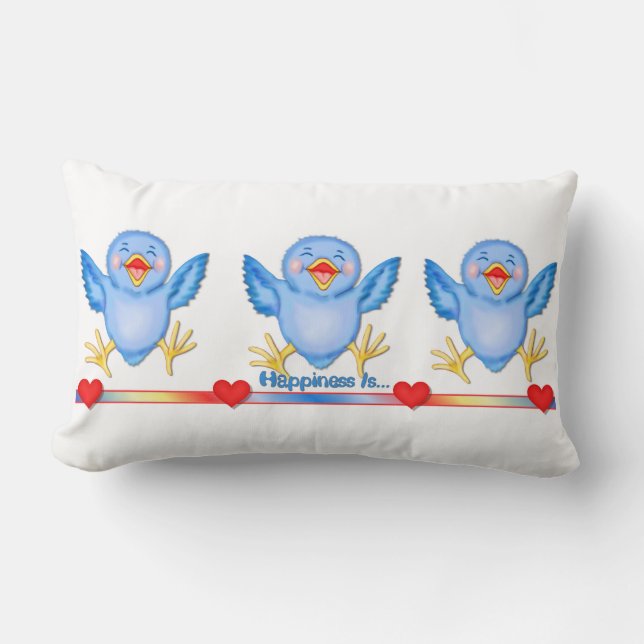 Bluebird of Happiness Lumbar Pillow (Front)
