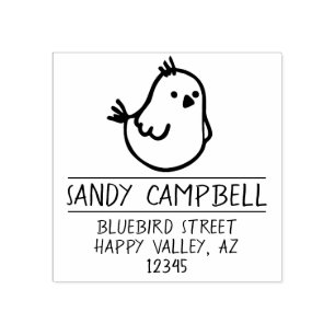 Bluebird of Happiness Return Address - Blue Bird Rubber Stamp