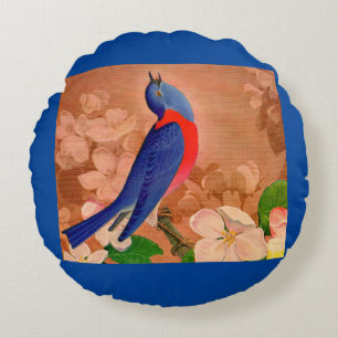 bluebird of happiness round pillow