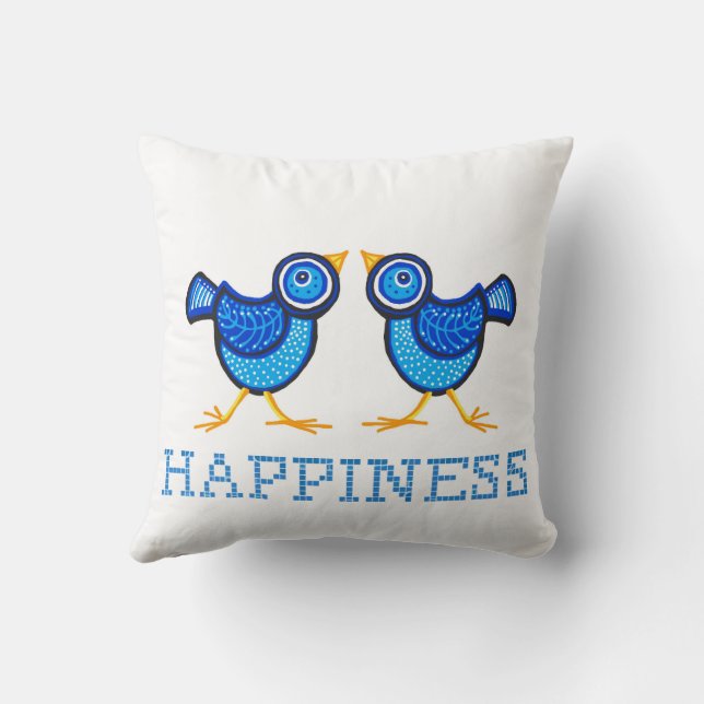 Bluebird of Happiness  Throw Pillow (Back)