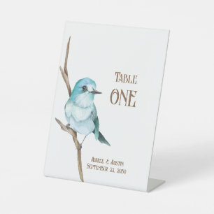 Bluebird On A Branch Tabletop Pedestal Sign