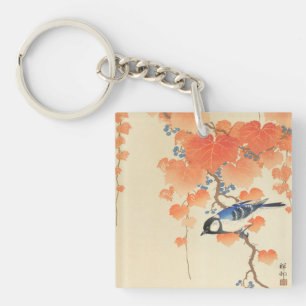 Bluebird on a Paulownia Tree Keychain