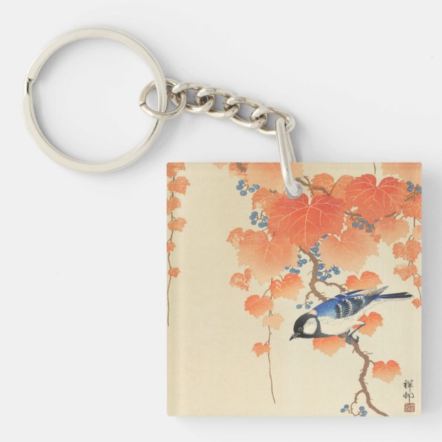 Bluebird on a Paulownia Tree Keychain (Front)