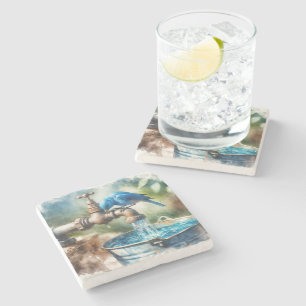 Bluebird On an Old Faucet Stone Coaster