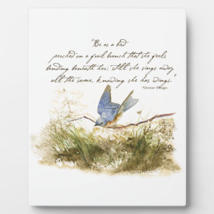 Bluebird on Branch Inspirational poem Watercolor Plaque